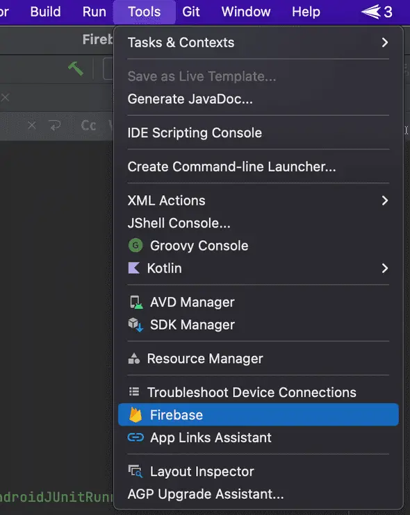 Firebase assistant android studio