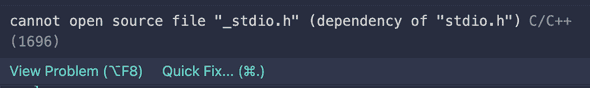 gcc error can't open file stdio.h