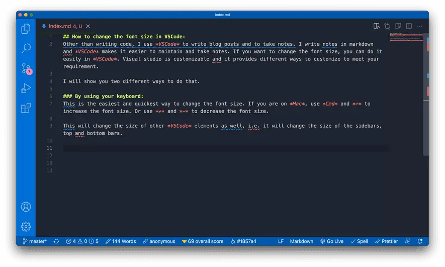 How To Change The Font Size In VSCode N Kaushik