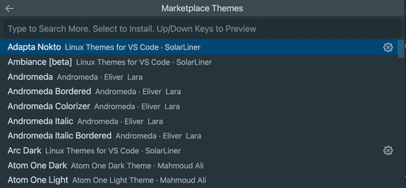 VSCode marketplace themes