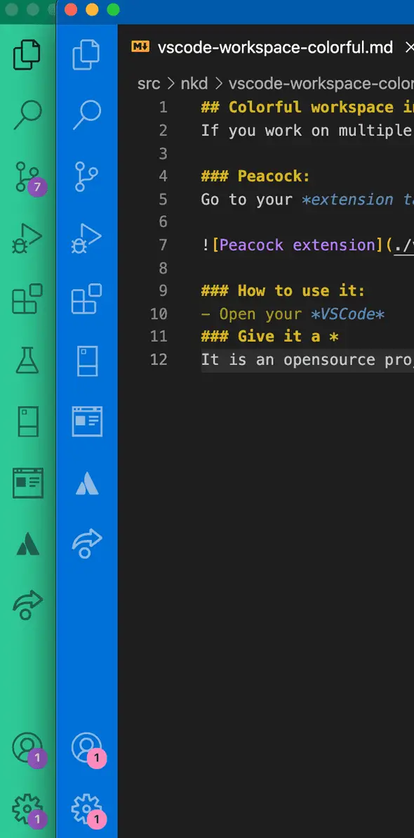 Peacock vscode colors