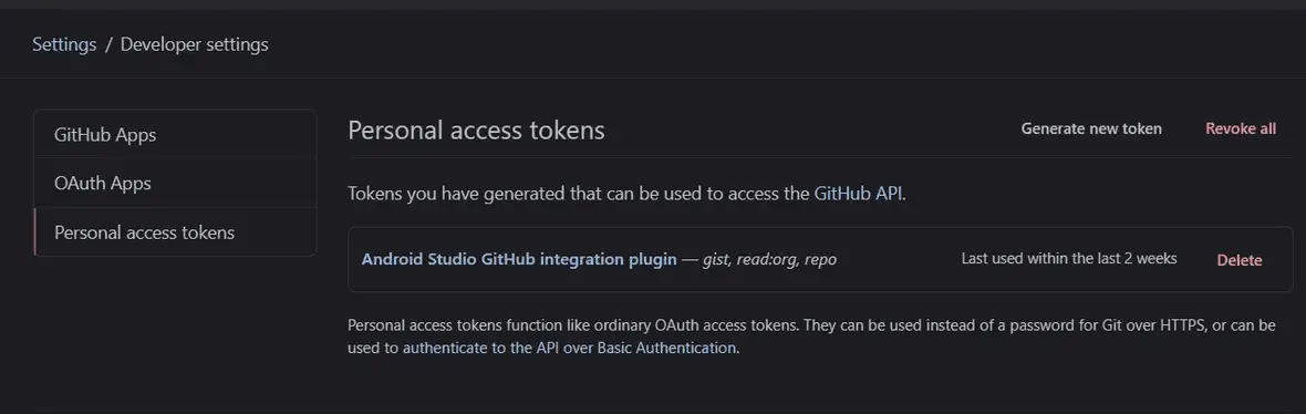 github personal access token