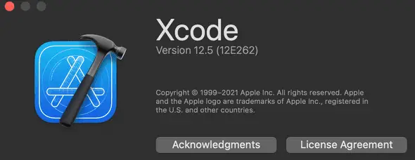 XCode version showing